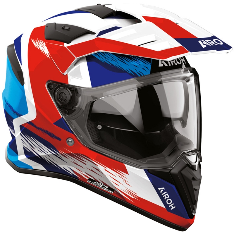 Enduro motorcykelhjelm Airoh BADX-X Airspeed blå-rød