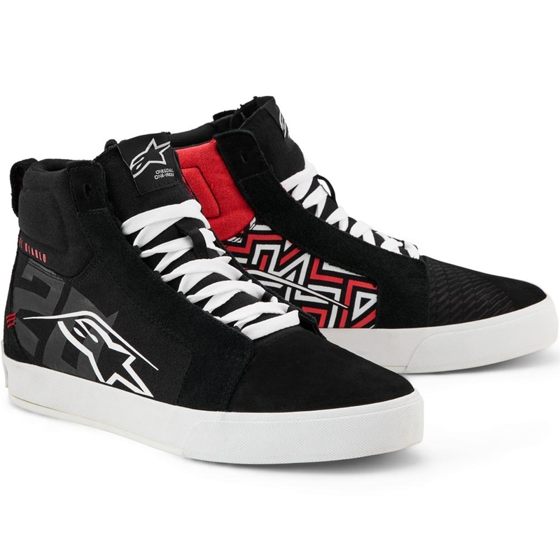 Alpinestars Ride-63 Canvas FQ20 Motorcykelstøvler Sort-Hvid-Rød
