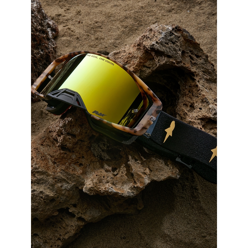 Alpinestars Supertech limited edition Zona motocrossbriller sortbrune med spejlguld plexiglas