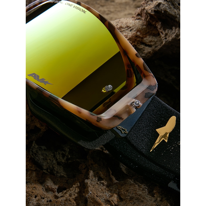 Alpinestars Supertech limited edition Zona motocrossbriller sortbrune med spejlguld plexiglas