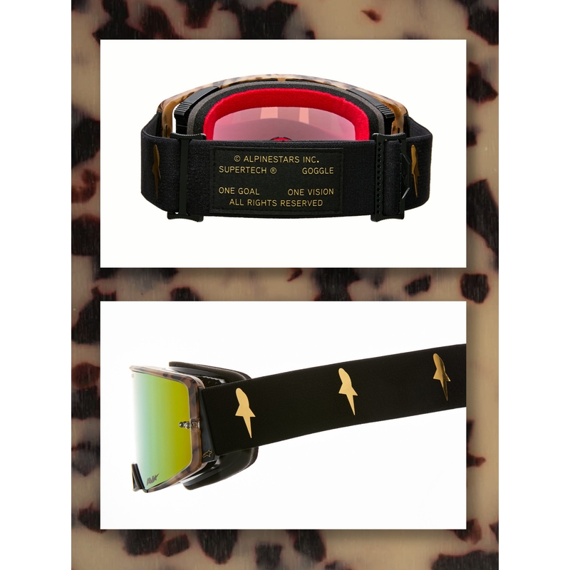Alpinestars Supertech limited edition Zona motocrossbriller sortbrune med spejlguld plexiglas