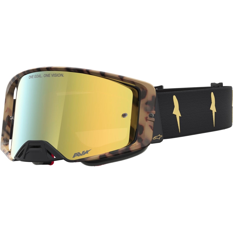 Alpinestars Supertech limited edition Zona motocrossbriller sortbrune med spejlguld plexiglas