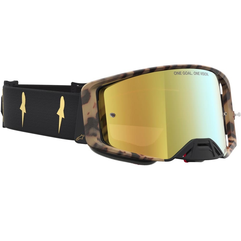 Alpinestars Supertech limited edition Zona motocrossbriller sortbrune med spejlguld plexiglas