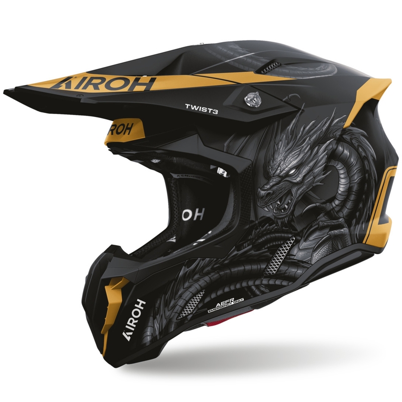 Airoh Twist 3 Maleficent motocross hjelm mat sort-guld