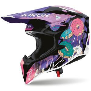 Airoh Wraaap Donuts motorcykel motocross hjelm pink-lilla-sort