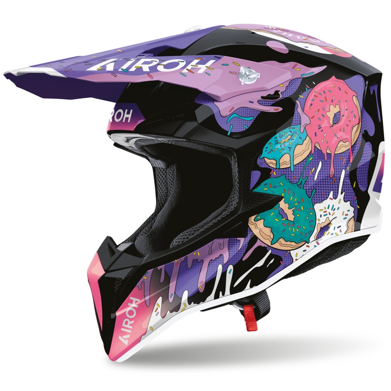 Airoh Wraaap Donuts motorcykel motocross hjelm pink-lilla-sort