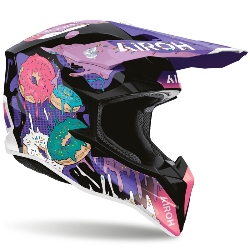 Airoh Wraaap Donuts motorcykel motocross hjelm pink-lilla-sort
