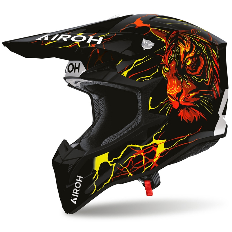 Airoh Wraaap Tyger motorcykel motocross hjelm sort-rød-gul