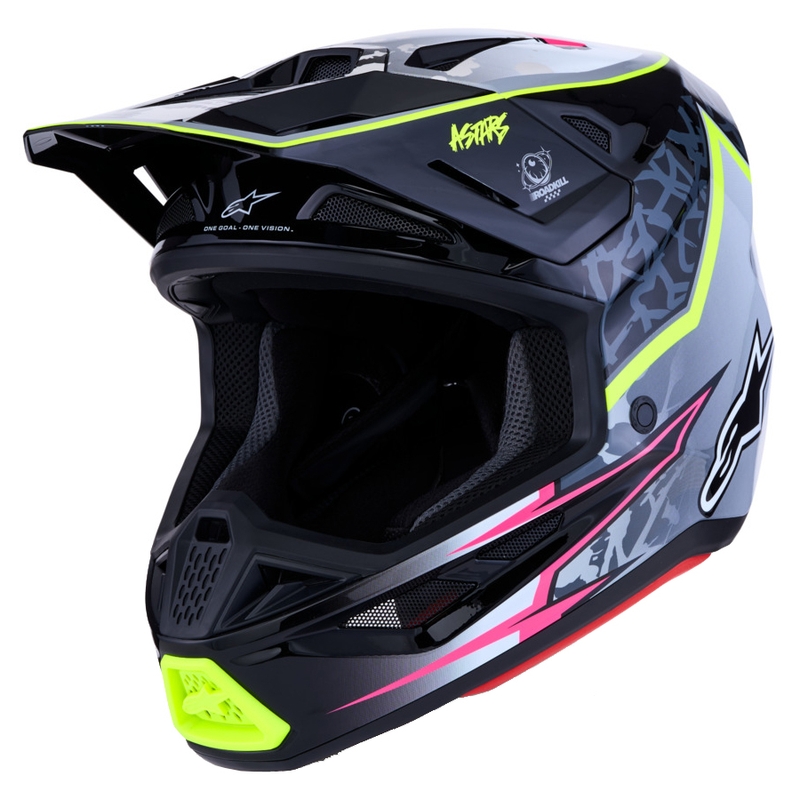 Alpinestars Supertech S-M7 Blaster Motorcykel Motocross Hjelm Grå-Fluo Gul