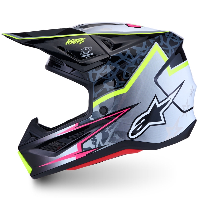 Alpinestars Supertech S-M7 Blaster Motorcykel Motocross Hjelm Grå-Fluo Gul