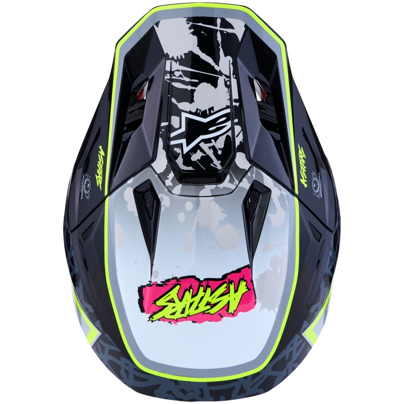 Alpinestars Supertech S-M7 Blaster Motorcykel Motocross Hjelm Grå-Fluo Gul