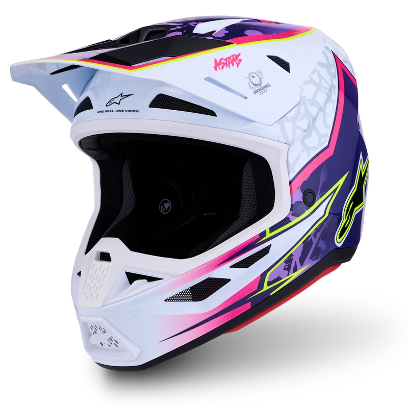 Alpinestars Supertech S-M7 Blaster motorcykel motocross hjelm lilla-hvid