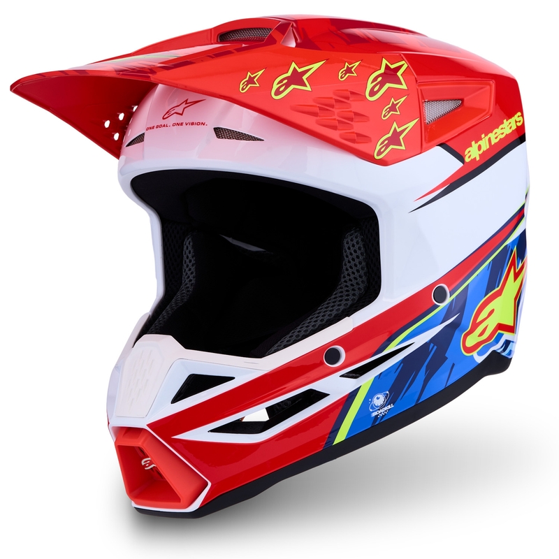 Alpinestars S-M3 Falcon motorcykel motocross hjelm fluo rød-hvid