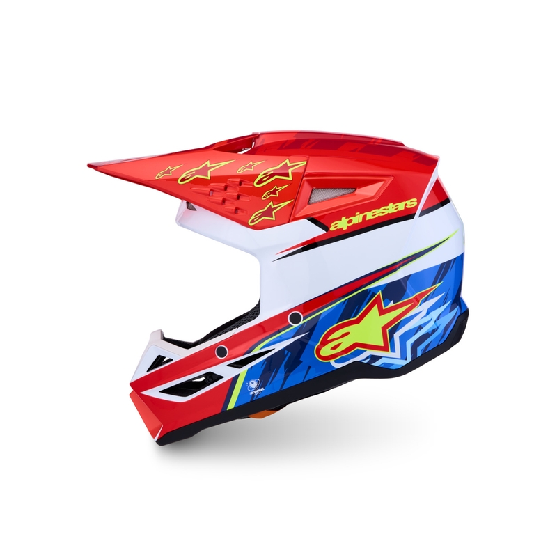 Alpinestars S-M3 Falcon motorcykel motocross hjelm fluo rød-hvid