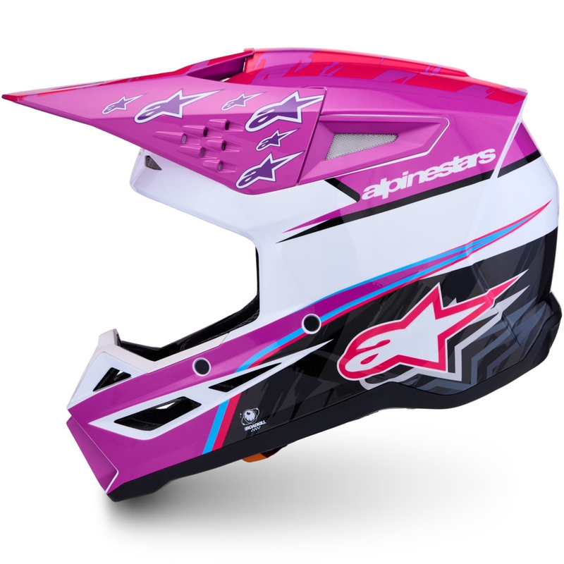 Alpinestars S-M3 Falcon motorcykel motocross hjelm lilla-hvid-fluo pink
