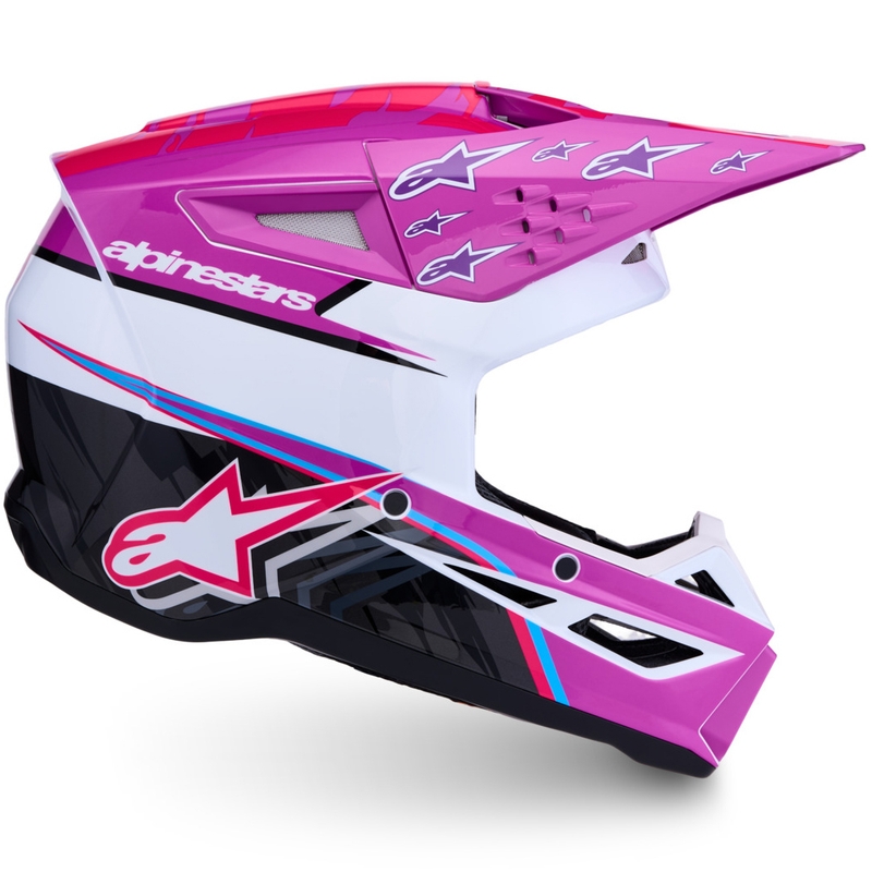 Alpinestars S-M3 Falcon motorcykel motocross hjelm lilla-hvid-fluo pink