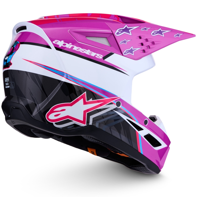 Alpinestars S-M3 Falcon motorcykel motocross hjelm lilla-hvid-fluo pink