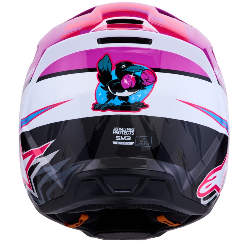Alpinestars S-M3 Falcon motorcykel motocross hjelm lilla-hvid-fluo pink