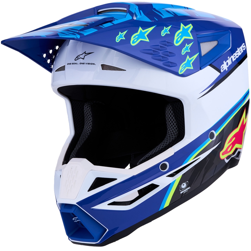 Alpinestars S-M3 Falcon motorcykel motocross hjelm blå-hvid-sort