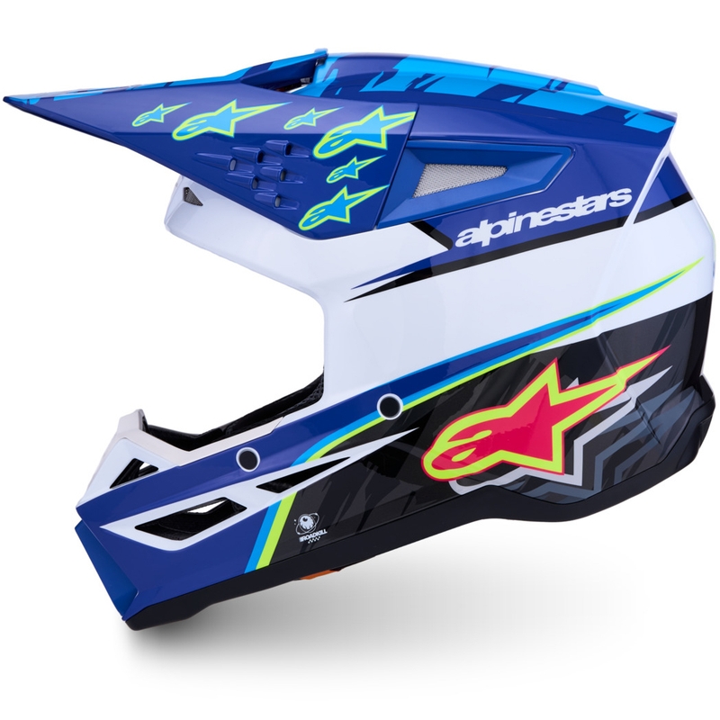 Alpinestars S-M3 Falcon motorcykel motocross hjelm blå-hvid-sort