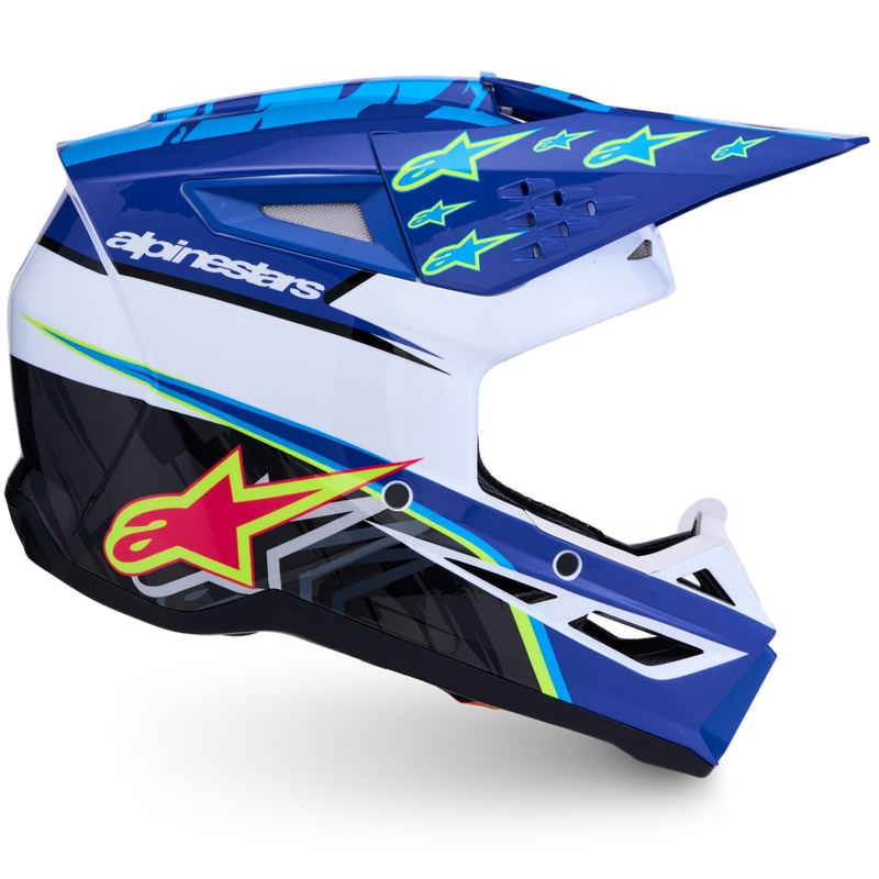 Alpinestars S-M3 Falcon motorcykel motocross hjelm blå-hvid-sort