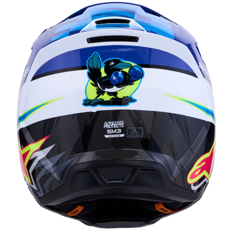 Alpinestars S-M3 Falcon motorcykel motocross hjelm blå-hvid-sort