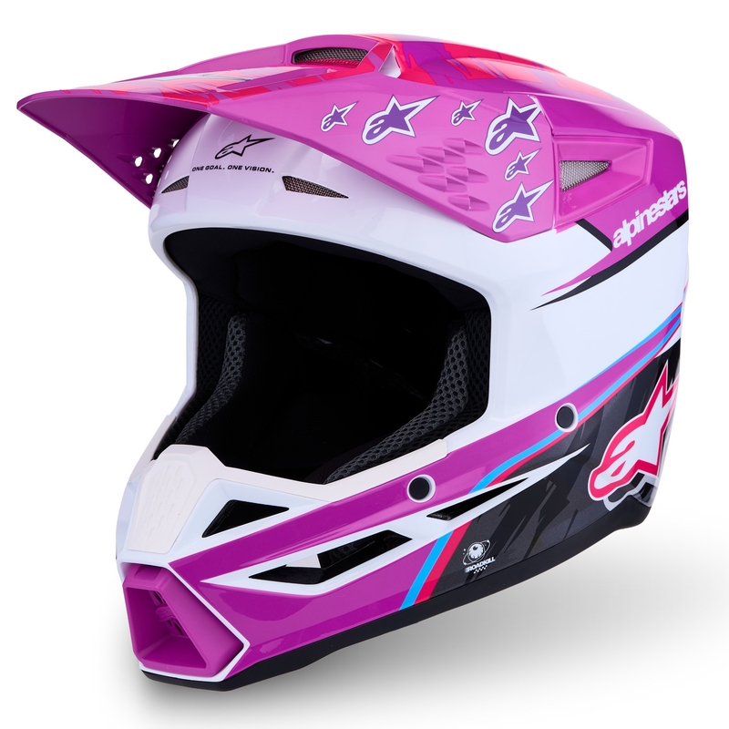 Alpinestars S-M3 Falcon Børne Motocross Hjelm Lilla-Hvid-Sort