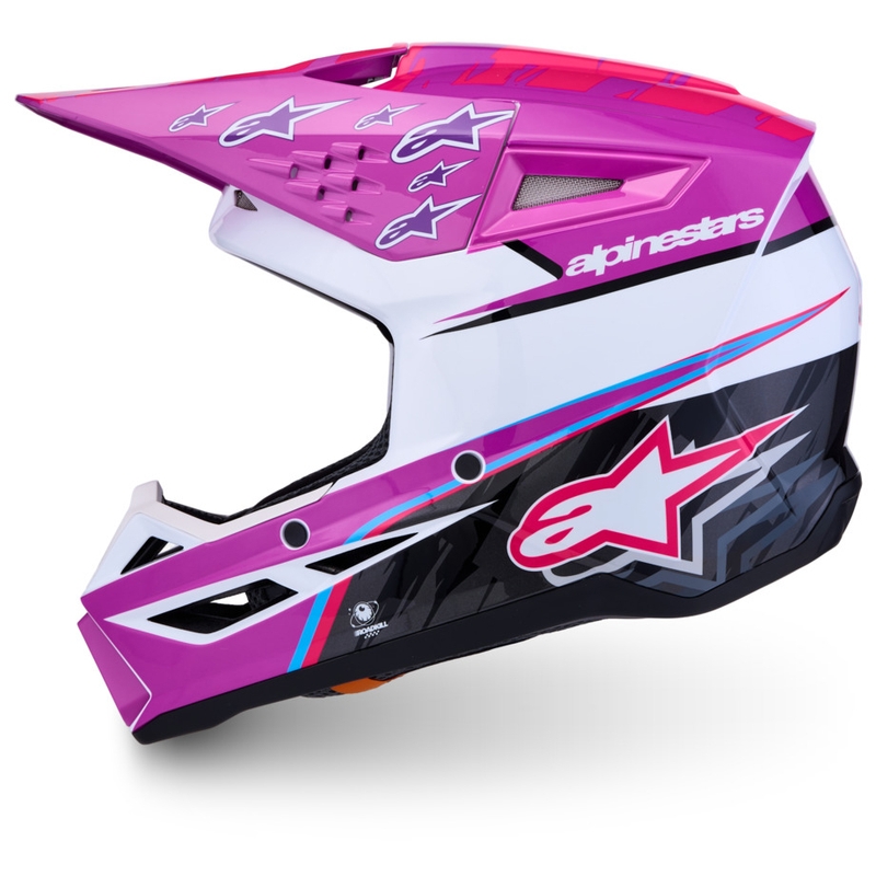 Alpinestars S-M3 Falcon Børne Motocross Hjelm Lilla-Hvid-Sort