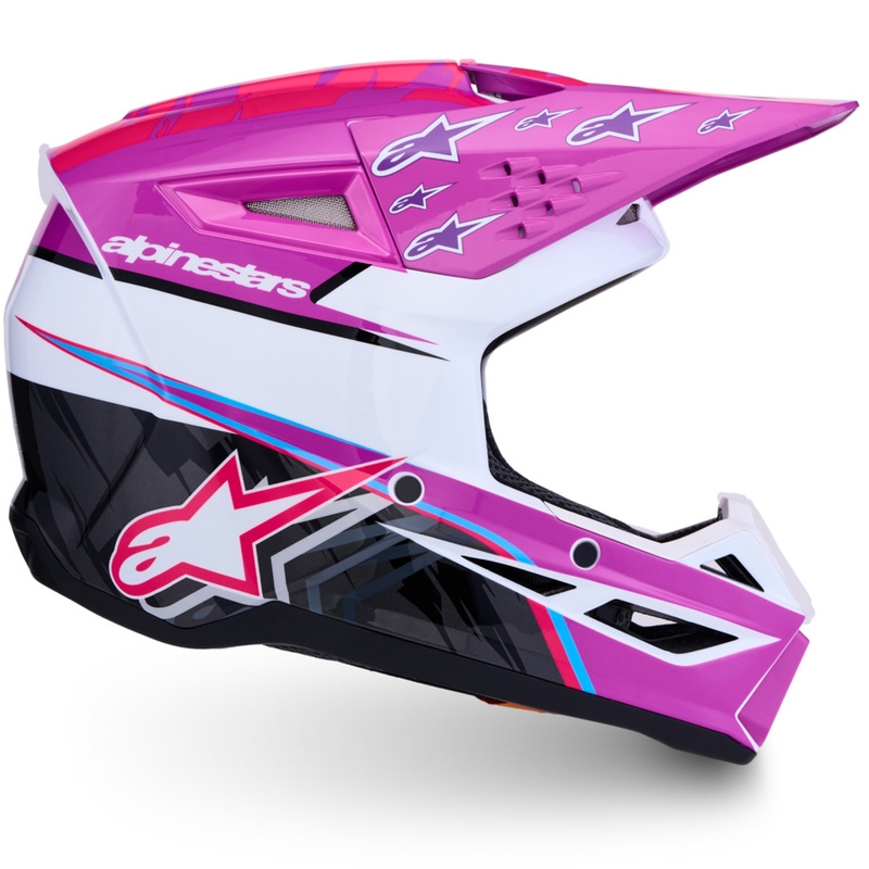 Alpinestars S-M3 Falcon Børne Motocross Hjelm Lilla-Hvid-Sort