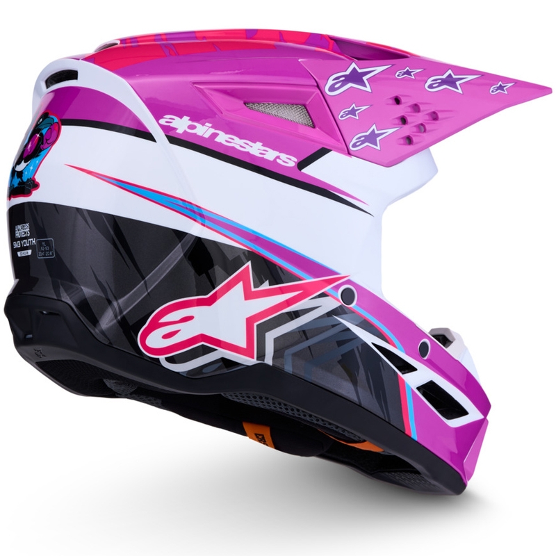 Alpinestars S-M3 Falcon Børne Motocross Hjelm Lilla-Hvid-Sort