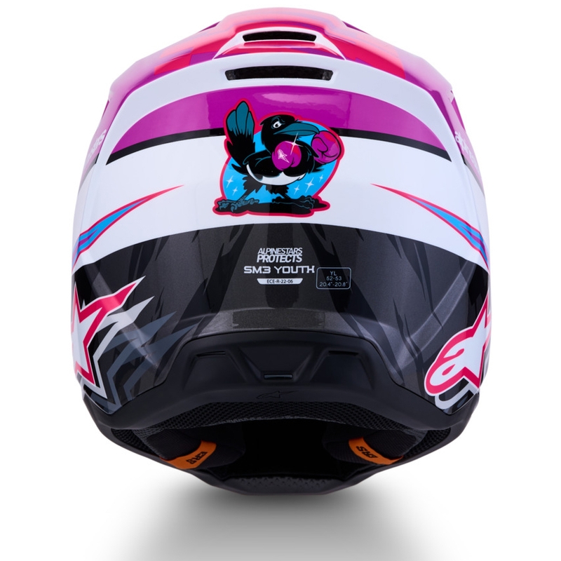 Alpinestars S-M3 Falcon Børne Motocross Hjelm Lilla-Hvid-Sort