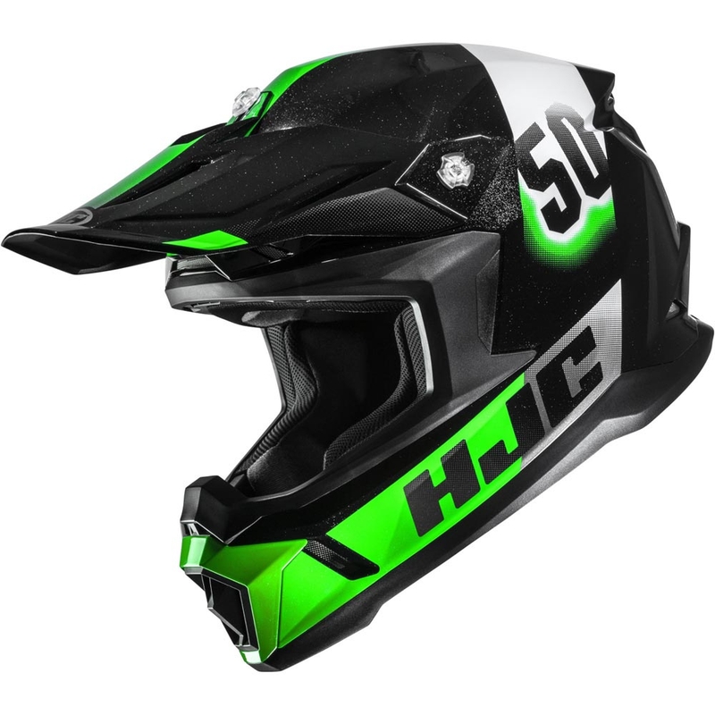 Motocross hjelm HJC C50 Dash MC4 sort-grøn-hvid