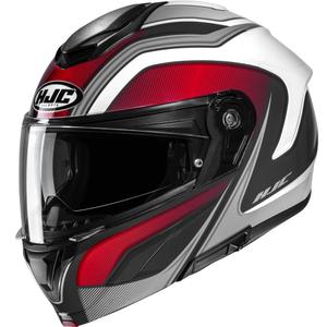 Flip-up motorcykelhjelm HJC C92 Sirius MC1 sort-hvid-sølv-rød