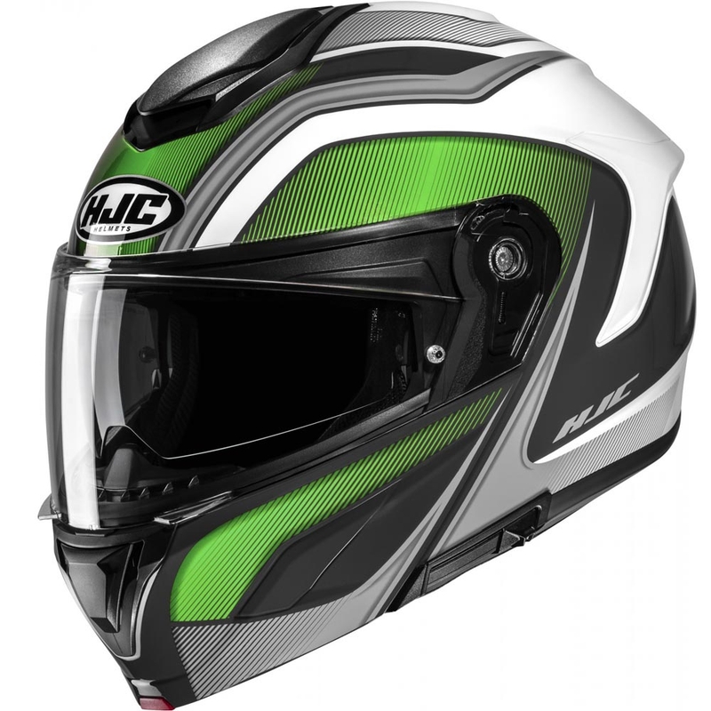 Flip-up motorcykelhjelm HJC C92 Sirius MC4 sort-hvid-sølv-grøn