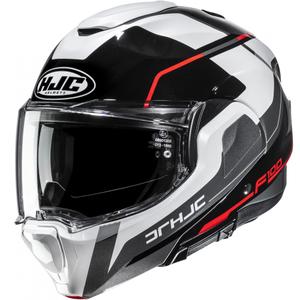 Flip-up motorcykelhjelm HJC F100 Astra MC1 sort-hvid-rød-grå