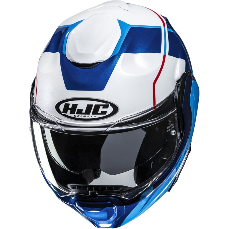 Flip-up motorcykelhjelm HJC F100 Astra MC21 hvid-blå-rød