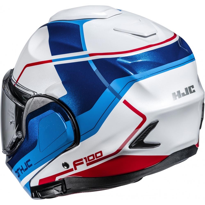 Flip-up motorcykelhjelm HJC F100 Astra MC21 hvid-blå-rød
