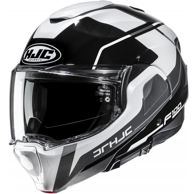 Flip-up motorcykelhjelm HJC F100 Astra MC5 sort-hvid-grå