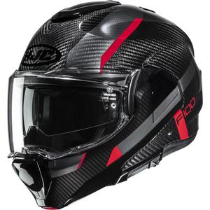 HJC F100 Carbon Askan MC1 flip-up motorcykelhjelm, sort-rød