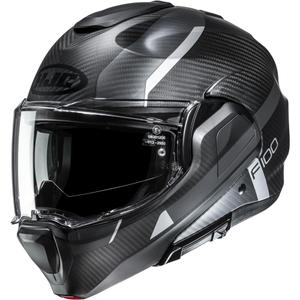 Flip-up motorcykelhjelm HJC F100 Carbon Askan MC5SF sort-grå-sølv