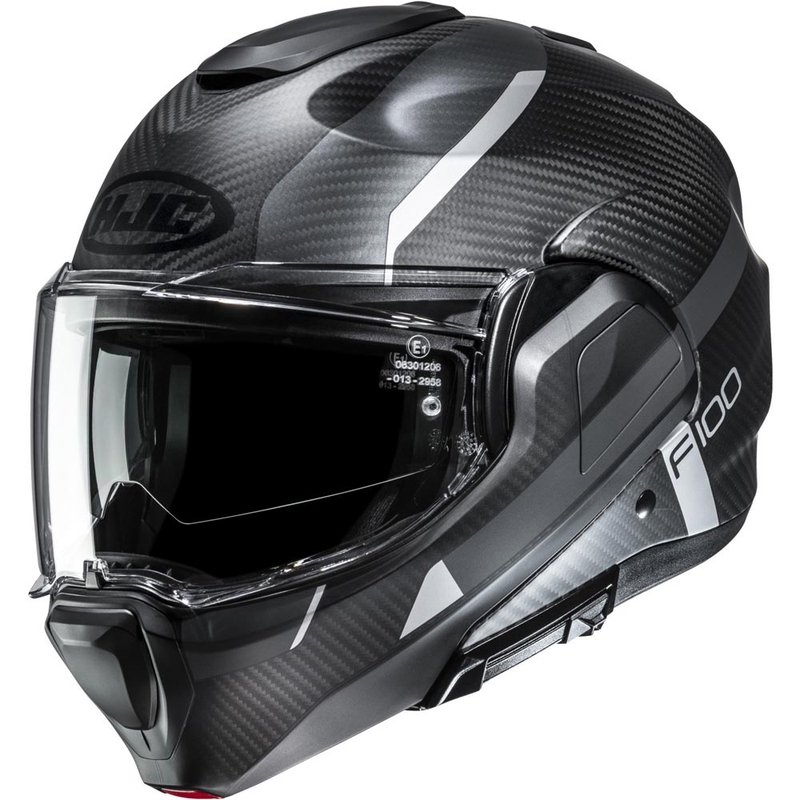 Flip-up motorcykelhjelm HJC F100 Carbon Askan MC5SF sort-grå-sølv