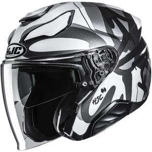 Åben motorcykelhjelm HJC F31 Sora MC5 sort-grå-hvid