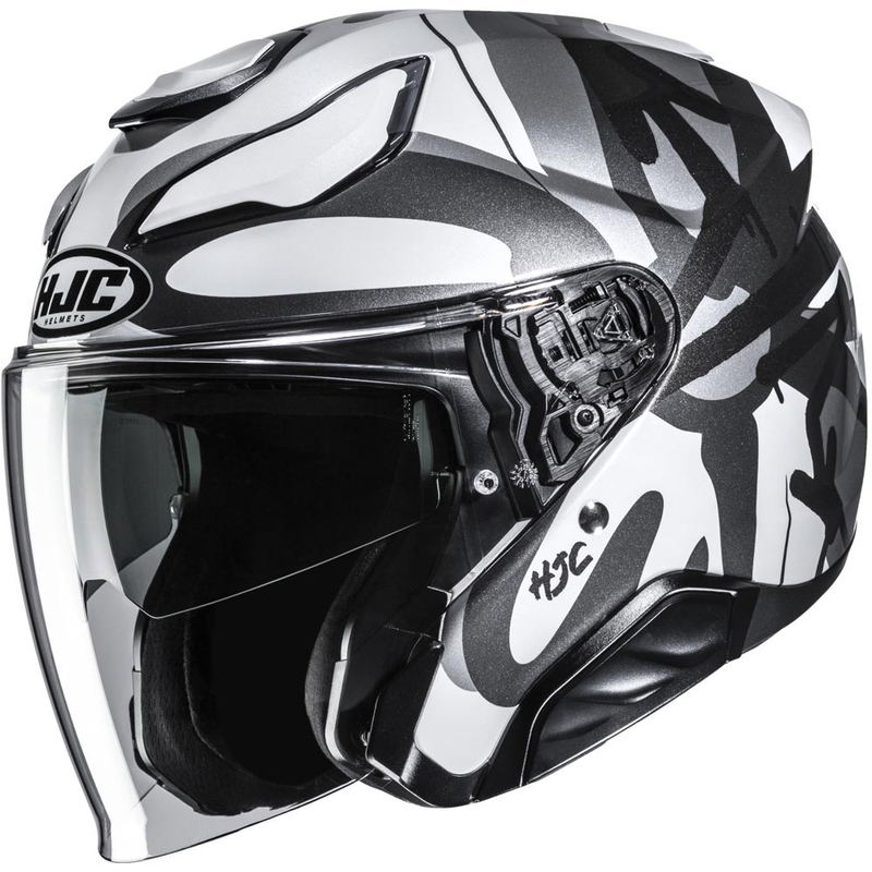 Åben motorcykelhjelm HJC F31 Sora MC5 sort-grå-hvid