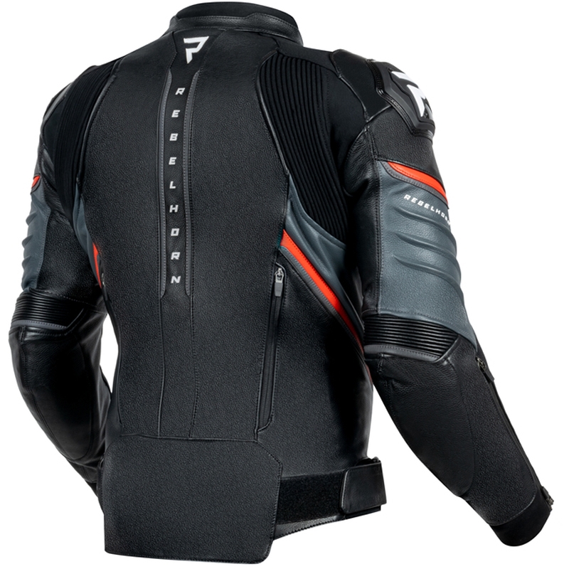 Rebelhorn Veloce Black-Fluo Red motorcykeljakke i læder