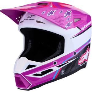 Alpinestars S-M3 Falcon Børne Motocross Hjelm Lilla-Hvid-Sort