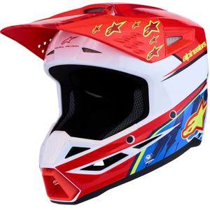 Alpinestars S-M3 Falcon motorcykel motocross hjelm fluo rød-hvid