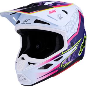 Alpinestars Supertech S-M7 Blaster motorcykel motocross hjelm lilla-hvid