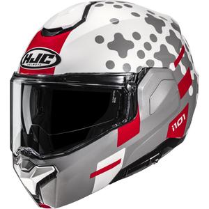Flip-up motorcykelhjelm HJC i101 Astel MC1 hvid-grå-rød