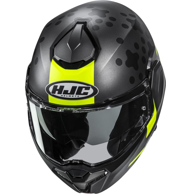 Flip-up motorcykelhjelm HJC i101 Astel MC3HSF sort-grå-fluo gul