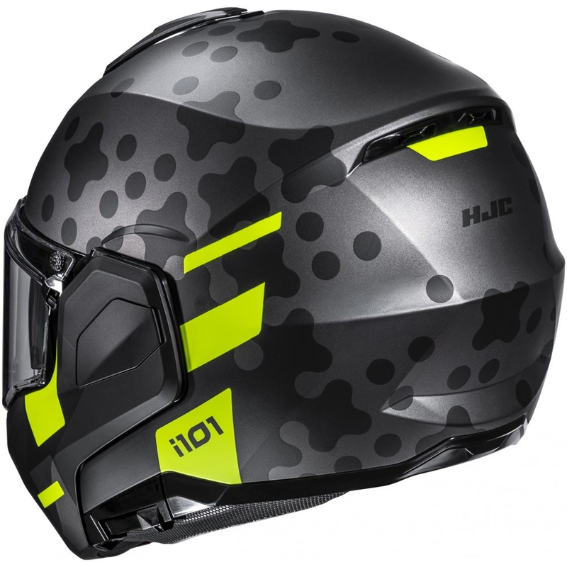Flip-up motorcykelhjelm HJC i101 Astel MC3HSF sort-grå-fluo gul